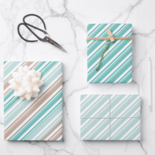 Sand & Sea Candy Cane Stripe Holiday Wrapping Paper Sheet