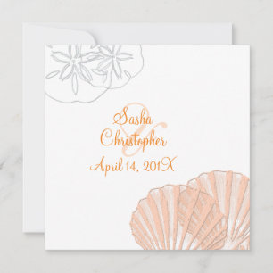 Sand+Sea/pink+orange/ Wedding Invitations