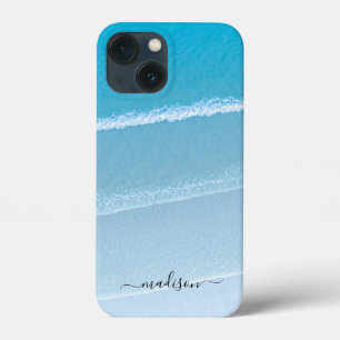 Sand Sea Waves Template With Custom Name iPhone 13 Mini Case