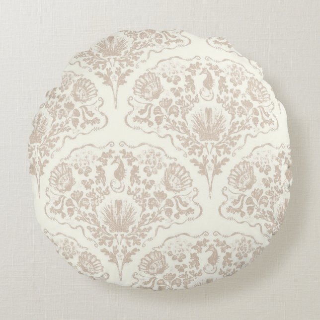 Sand Seashell Beach Round Cushion (Front)