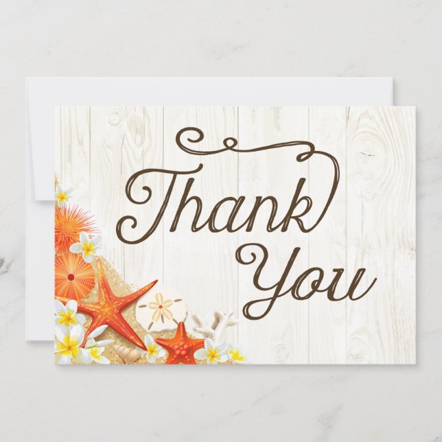 Sand Seashells Floral Beach Rustic Thank You (Front)