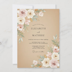 Sand Serene Rustic Wedding Invitation