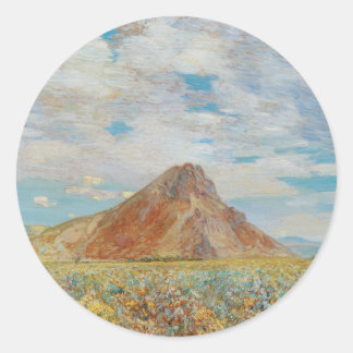 Sand Springs Butte by Childe Hassam, Vintage Art Classic Round Sticker