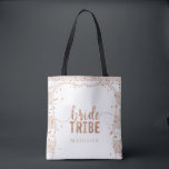 Sand Stripes & Rose Gold Confetti Bride Tribe Tote Bag<br><div class="desc">Stripes Background colour can be changed to any colour you like! Just click the customise Link & Scroll down to the background colour area to select your custom colour for the front and back of the product. Sand Stripes & Rose Gold Confetti Bride Tribe Monogram Tote Bags- With trendy brush...</div>