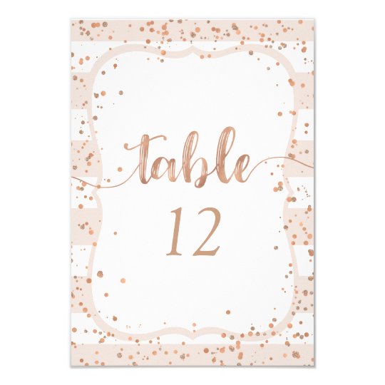 Sand Stripes Rose Gold Table Number Seating Chart Card