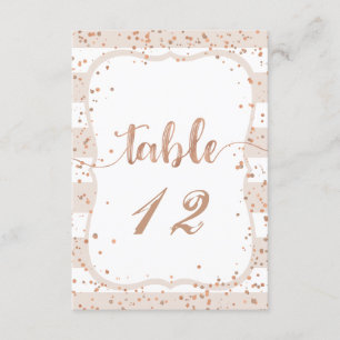 Sand Stripes & Rose Gold Wedding Table Numbers