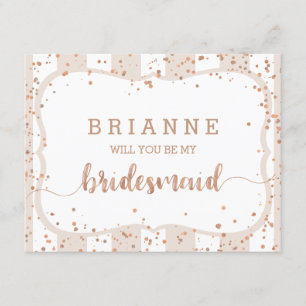 Sand Stripes & Rose Gold Will You Be My Bridesmaid Invitation