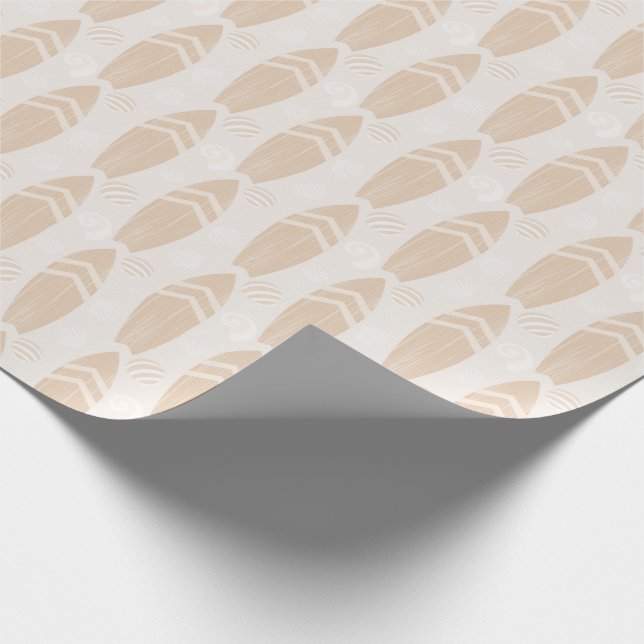 Sand Surfboard And Shell Pattern Wrapping Paper (Corner)