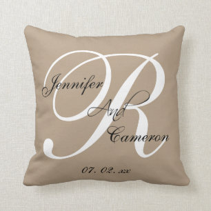 Sand Tan Taupe Custom Wedding Keepsake Pillow