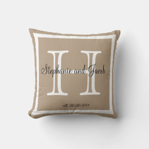 Sand tan taupe custom Wedding keepsake pillow