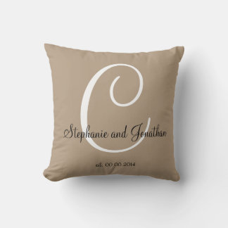 Sand taupe white custom Wedding keepsake pillow