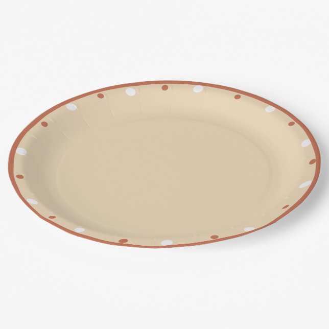 Sand Terra Cotta White Polka Dots Paper Plate (Angled)