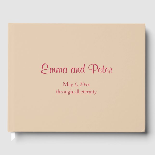 Sand "Through All Eternity" Minimalist Wedding Guest Book (Front)