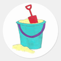 Sand Toys Teal Beach Pail Bucket Red Shovel