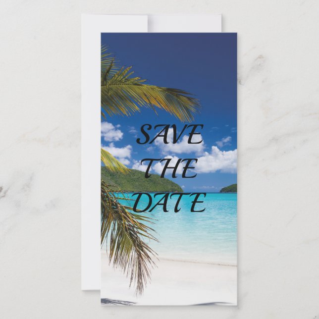 Sand Tropical Beach  Wedding Save The Date Thank You Card (Front)