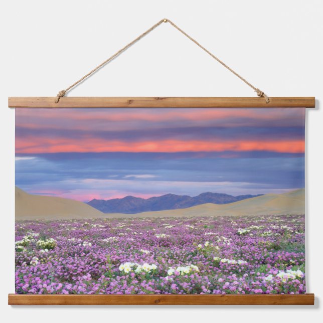 Sand Verbena & Dune Primrose Wildflowers at Sunset Hanging Tapestry (Front)