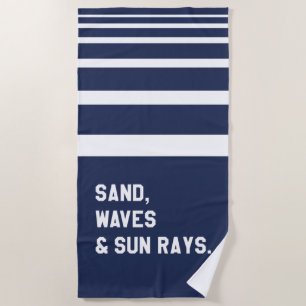 Sand, Waves And Sun Rays Beach Towel