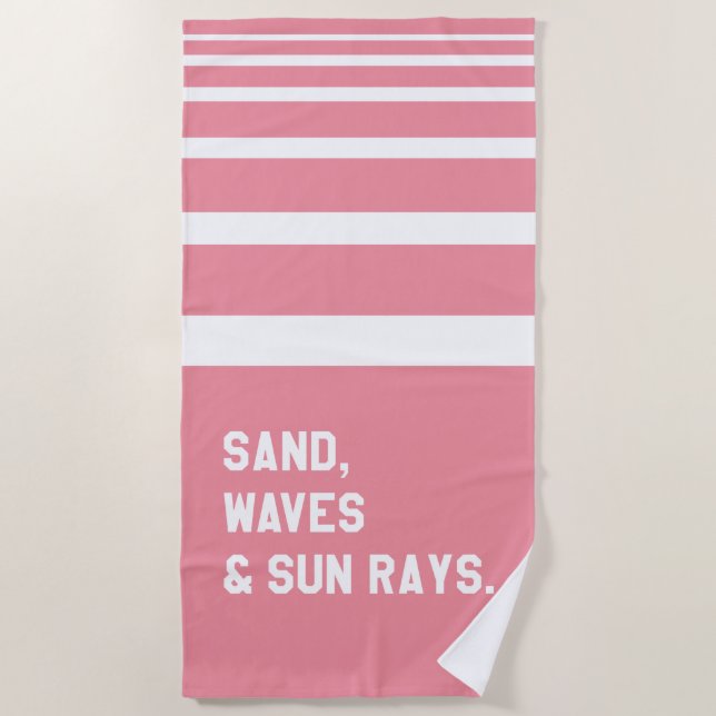 Sand, Waves And Sun Rays Beach Towel (Front)