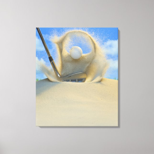 sand wedge hitting a golf ball out of a sand 2 canvas print (Front)