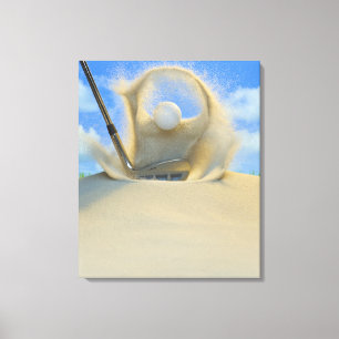sand wedge hitting a golf ball out of a sand 2 canvas print