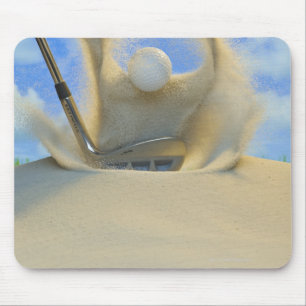 sand wedge hitting a golf ball out of a sand 2 mouse mat