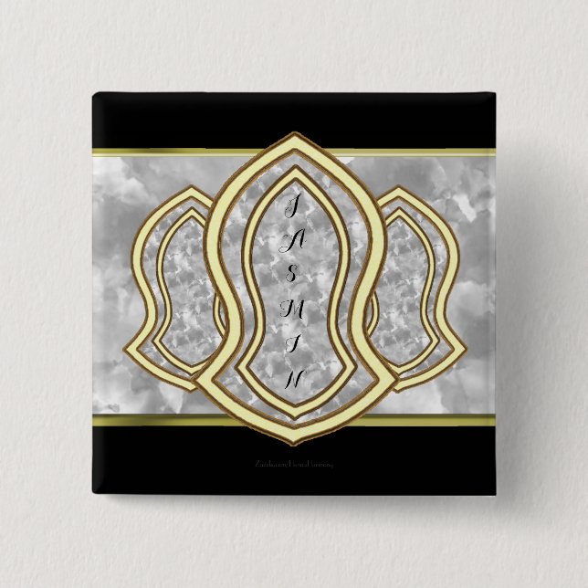 Sandal Of The Prophet (White) Marble & Gold 15 Cm Square Badge (Front)
