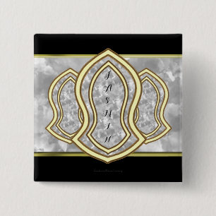 Sandal Of The Prophet (White) Marble & Gold 15 Cm Square Badge