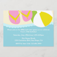 Sandals and Beach Ball Beach Party Invitation