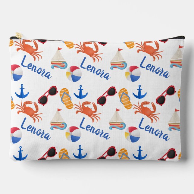 Sandals and Sunglasses Summer Name Accessory Pouch (Front)