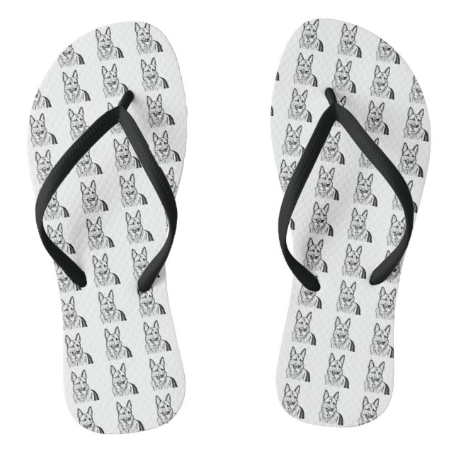 Sandals - B&W German Shepherd Block Pattern (Footbed)