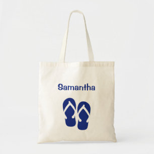 Sandals flip flop summer navy custom name tote bag