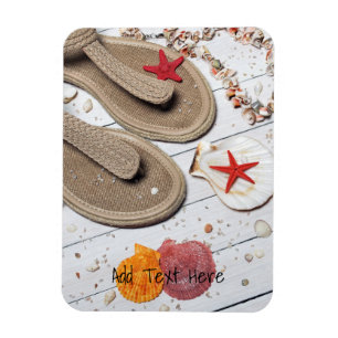 Sandals, Seashells and Starfish at the Beach Magnet