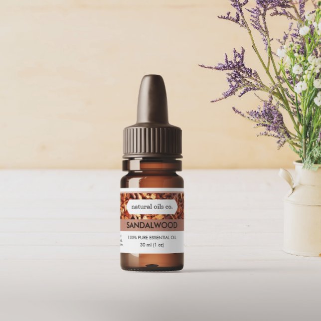 Sandalwood Essential Oils Fragrance Bottle Label (Creator Uploaded)