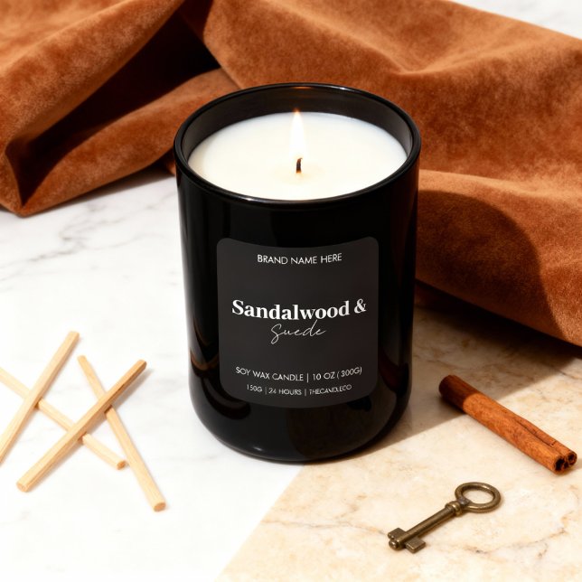 Sandalwood & Suede Custom Candle - Black Sticker  (Creator Uploaded)