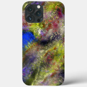 Sandblasted splattered yellow red paint on cotton iPhone 13 pro max case