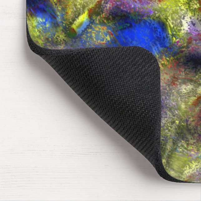 Sandblasted splattered yellow red paint on cotton  mouse mat (Corner)