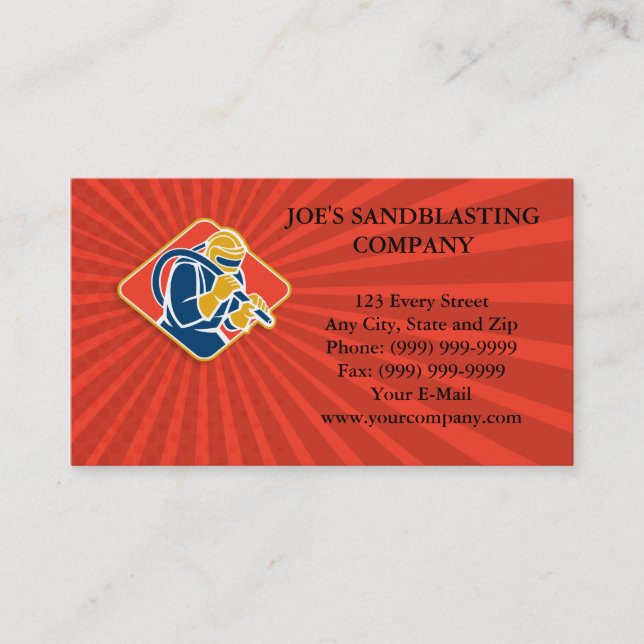 Sandblaster Sandblasting Hose Retro Business Card (Front)