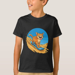 Sandboarding Cat Summer Surfing Cute Feline Beachw T-Shirt