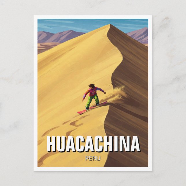 Sandboarding in Huacachina Peru Travel Postcard (Front)