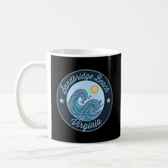 Sandbridge Beach Va Virginia Nautical Surfer Graph Coffee Mug (Left)