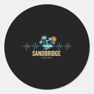 Sandbridge Beach Virginia Heartbeat 80s Retro Beac Classic Round Sticker