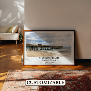 Sandbridge Beach Virginia Poster, Watercolor, Cust Poster