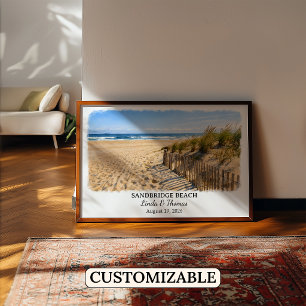 Sandbridge Beach Virginia Poster, Watercolor, Cust Poster