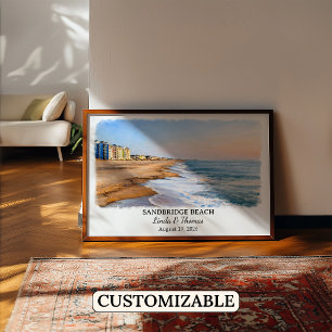 Sandbridge Beach Virginia Poster, Watercolor, Cust Poster