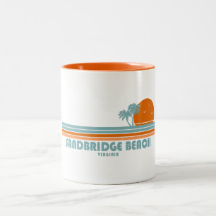 Sandbridge Beach Virginia Sun Palm Trees Two-Tone Coffee Mug