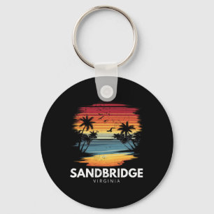 Sandbridge Beach Virginia Surfboard Surfing Vintag Key Ring