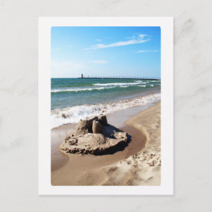 Sandcastle Along Lake Michigan Postcard