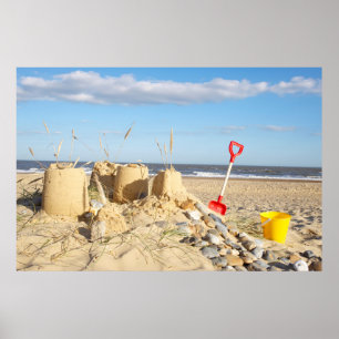 Sandcastle At Beach Poster