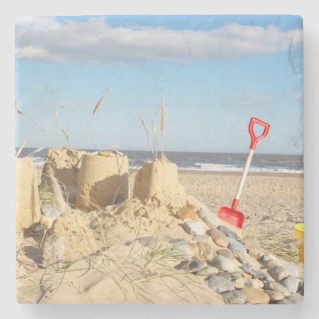 Sandcastle At Beach Stone Coaster (Front)
