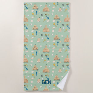 Sandcastle Beach House Custom Beach Towel 